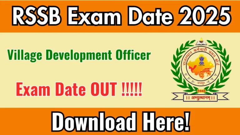 RSSB VDO Exam Date 2025 Out for 850 Posts at rssb.rajasthan.gov.in Check Details Here
